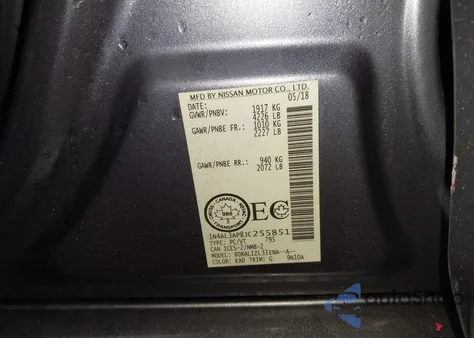 2018 Nissan Altima 2.5 S/2.5 Sl/2.5 Sr/2.5 Sv z USA, uszkodzony, nr VIN 1N4AL3AP8JC255851